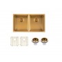 Aqu Brushed Gold Handmade Double Bowls Sink 770*450*215 Aqu Brushed Gold Handmade Double Bowls Sink 770*450*215